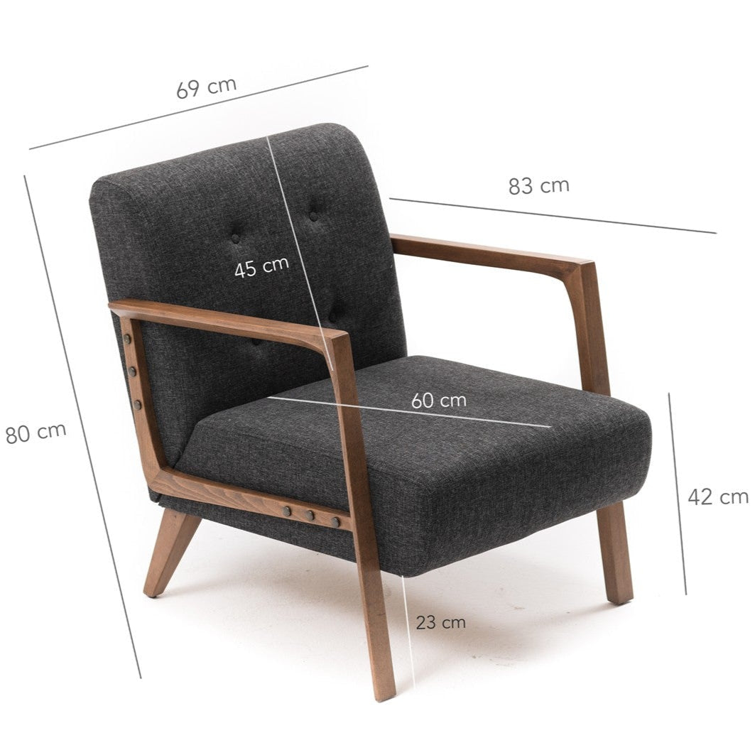 Kemer  | Dark Grey Wing Chair – Designer Lounge Armchair