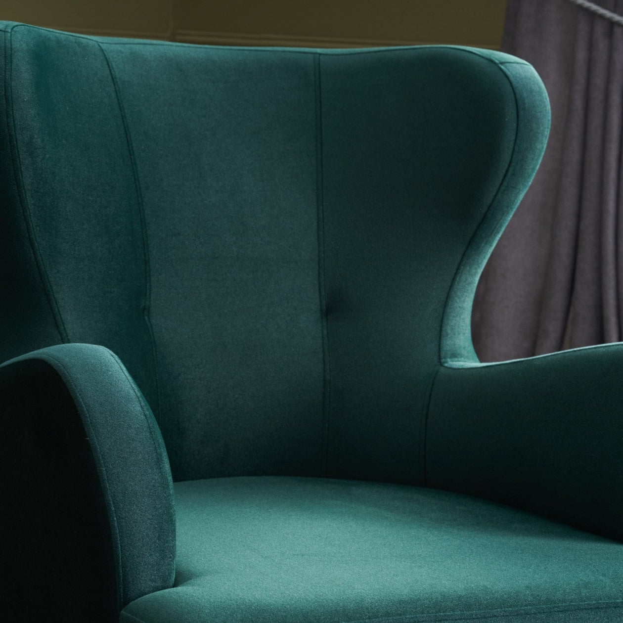Karina  | Petrol Green Wing Chair – Designer Lounge Armchair