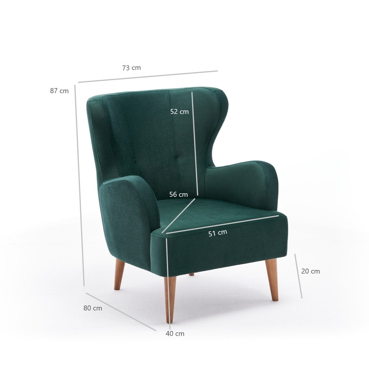 Karina  | Petrol Green Wing Chair – Designer Lounge Armchair