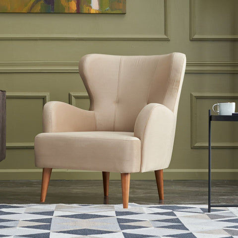Karina  | Cream Wing Chair – Designer Lounge Armchair