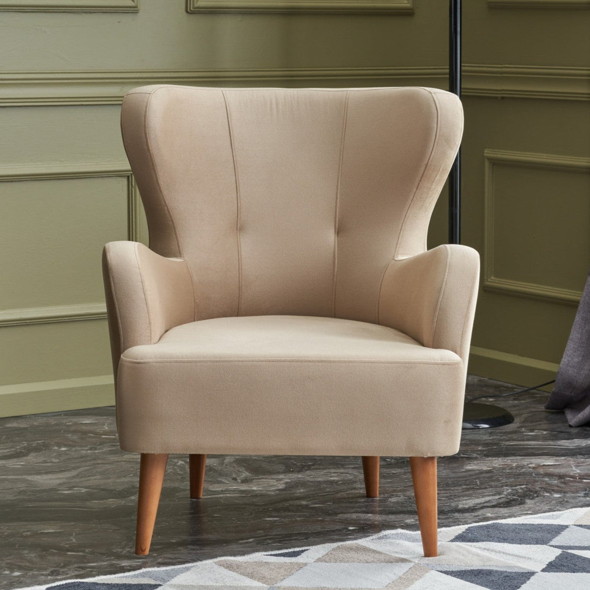 Karina  | Cream Wing Chair – Designer Lounge Armchair