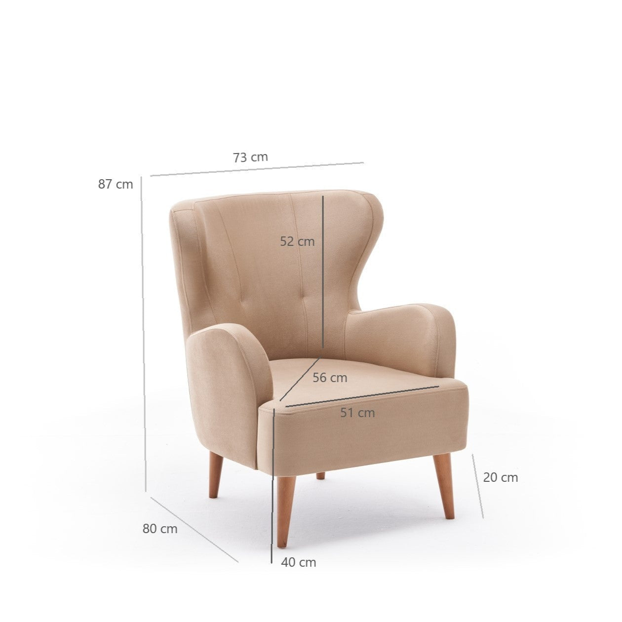 Karina  | Cream Wing Chair – Designer Lounge Armchair