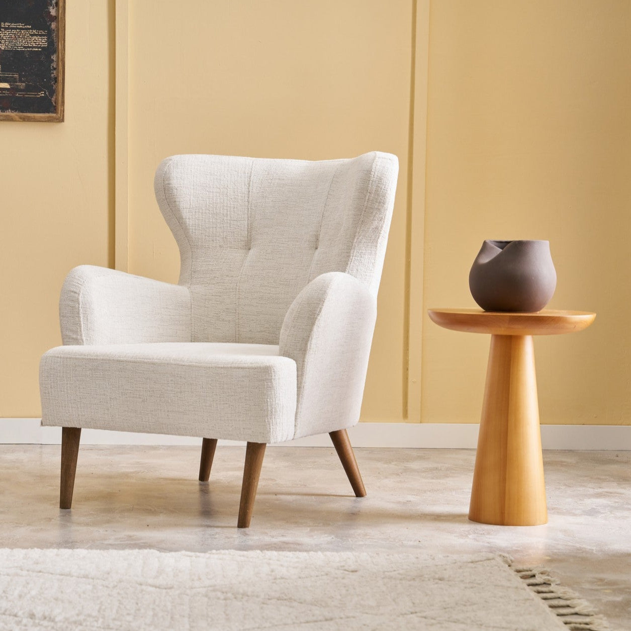 Karina Prestij  | Cream Wing Chair – Designer Lounge Armchair