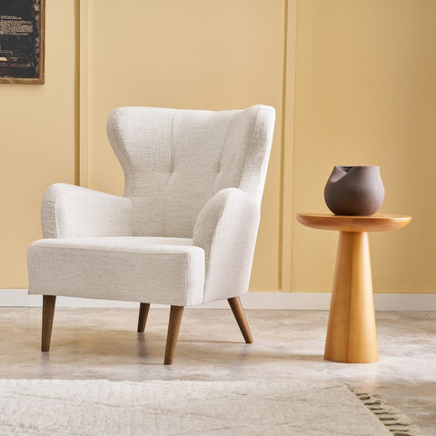 Karina Prestij  | Cream Wing Chair – Designer Lounge Armchair