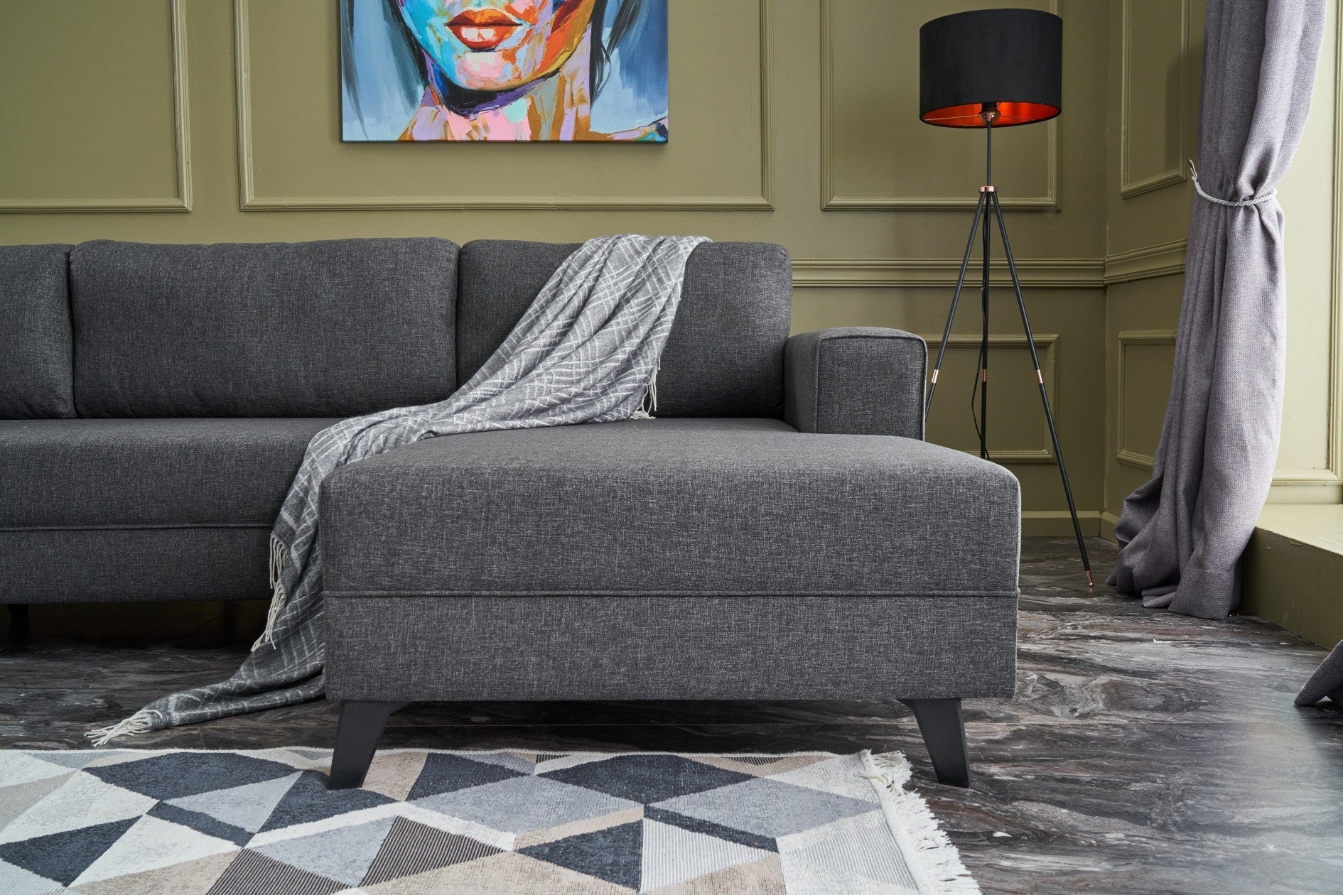 Efsun – Anthracite L Shaped Corner Sofa Bed | Modular Sectional