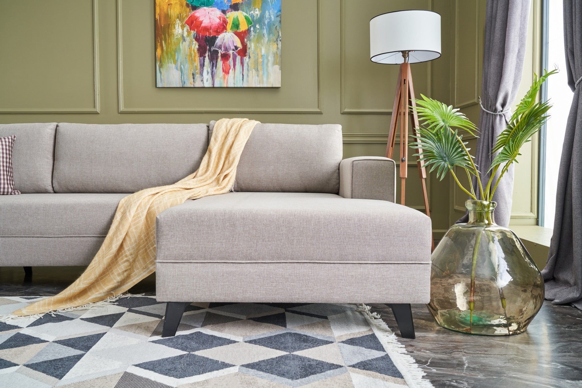 Efsun – Cream L Shaped Corner Sofa Bed | Modular Sectional