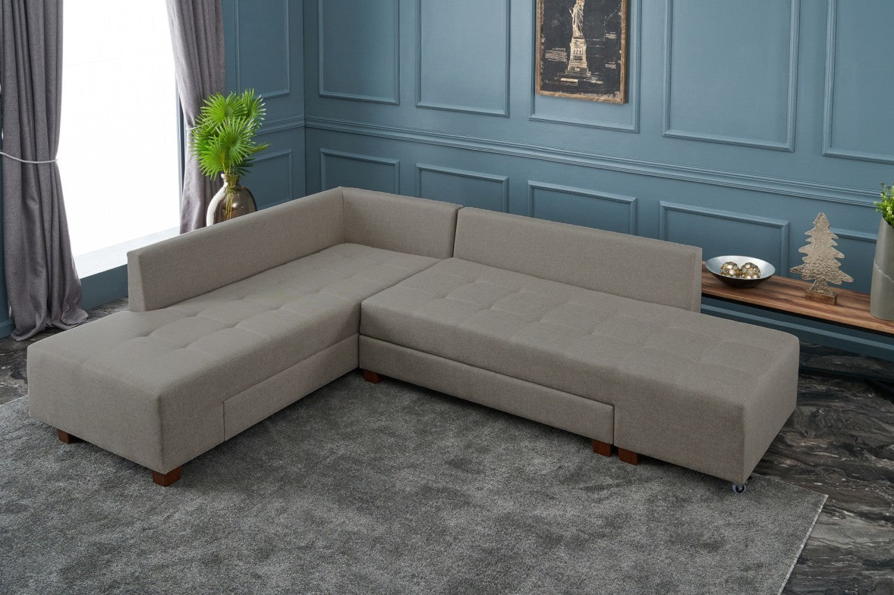 Manama – Cream L Shaped Corner Sofa Bed | Modular Sectional