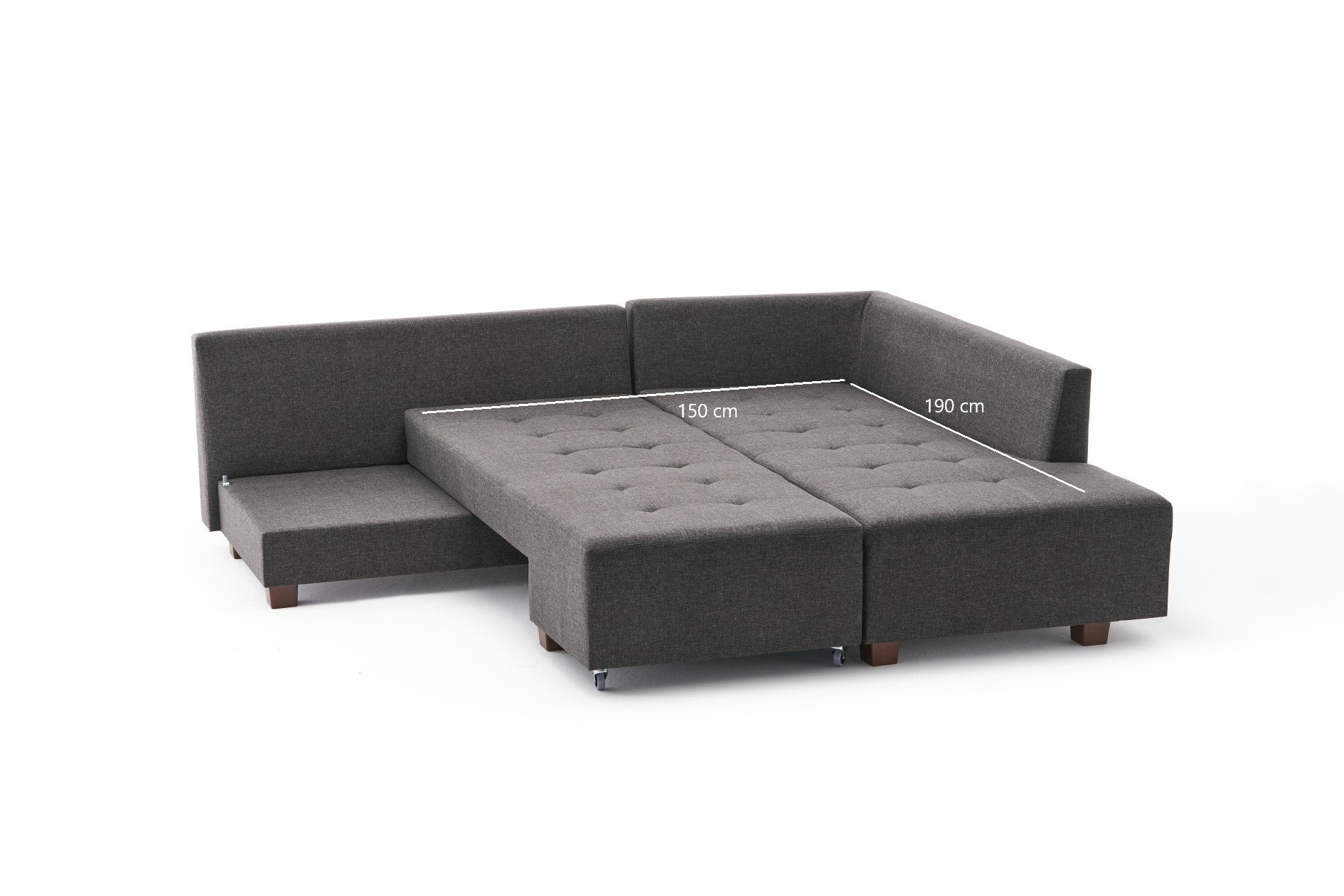 Manama – Anthracite L Shaped Corner Sofa Bed | Modular Sectional