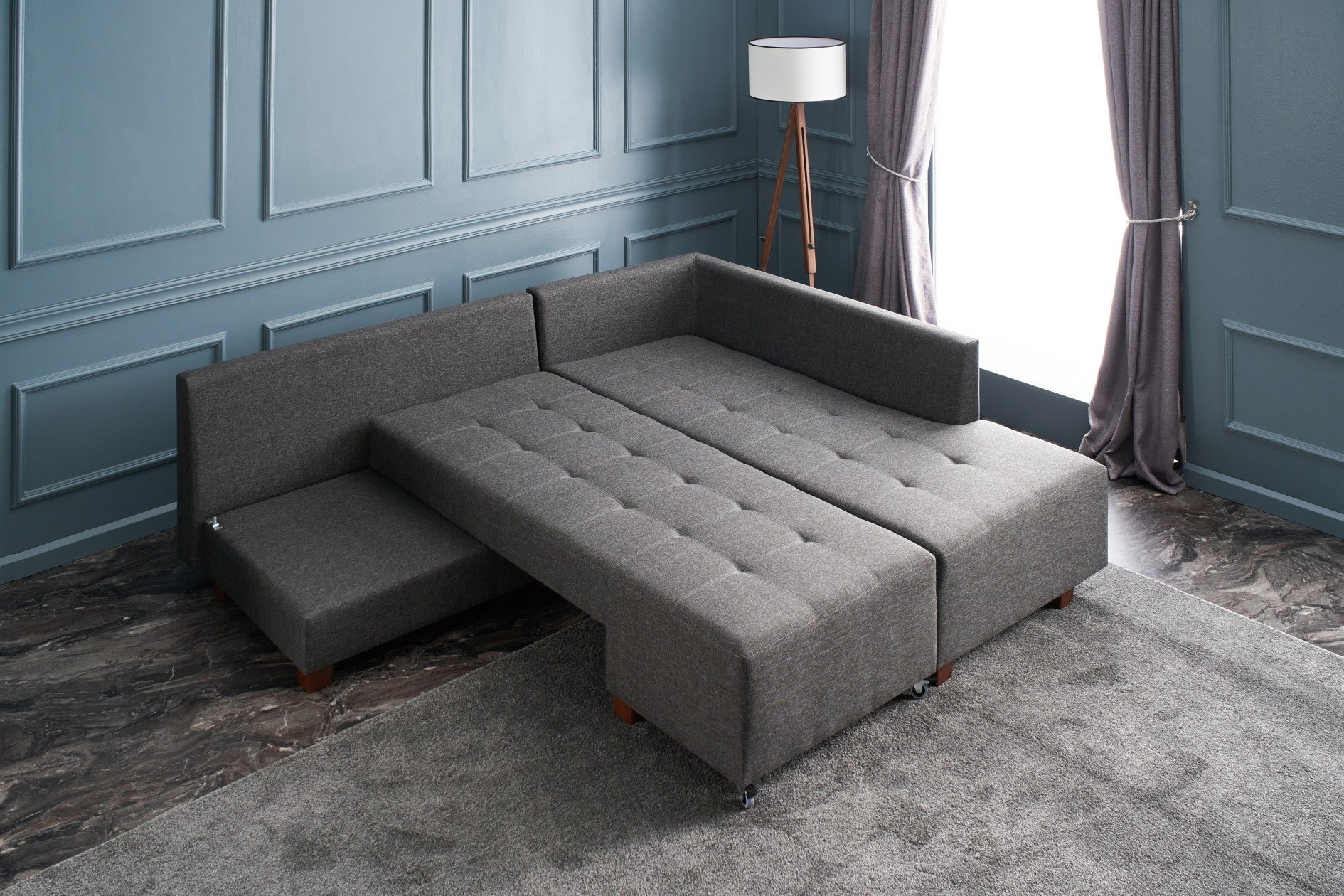 Manama – Anthracite L Shaped Corner Sofa Bed | Modular Sectional