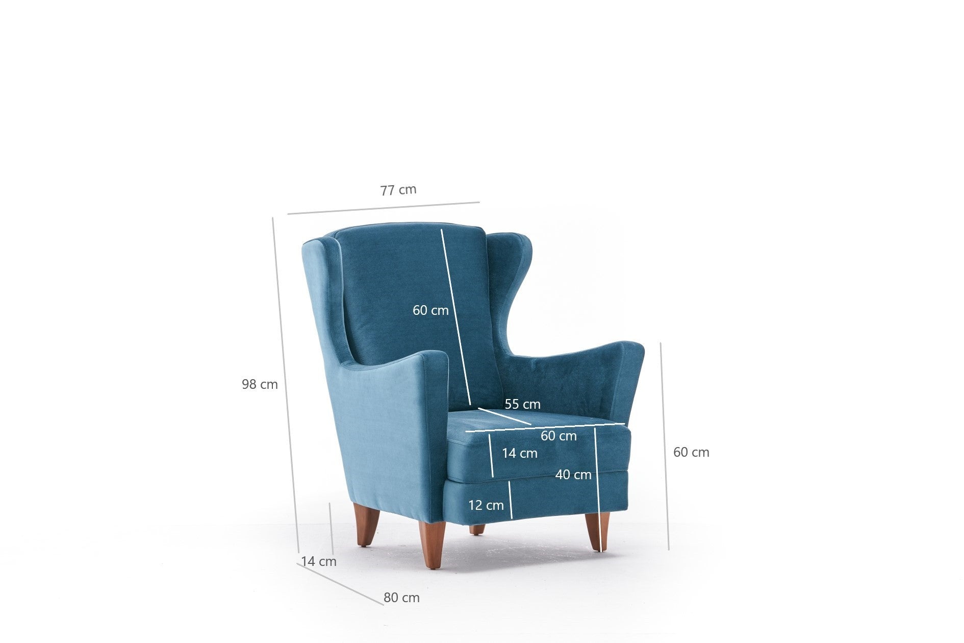 Lola Berjer  | Turquoise Wing Chair – Designer Lounge Armchair