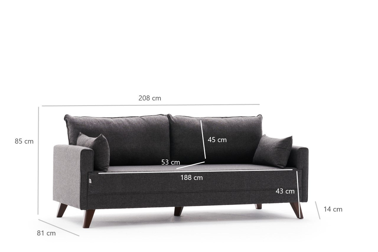Bella – Anthracite ffabric 3 Seater Sofa | Modern grey fabric sofa