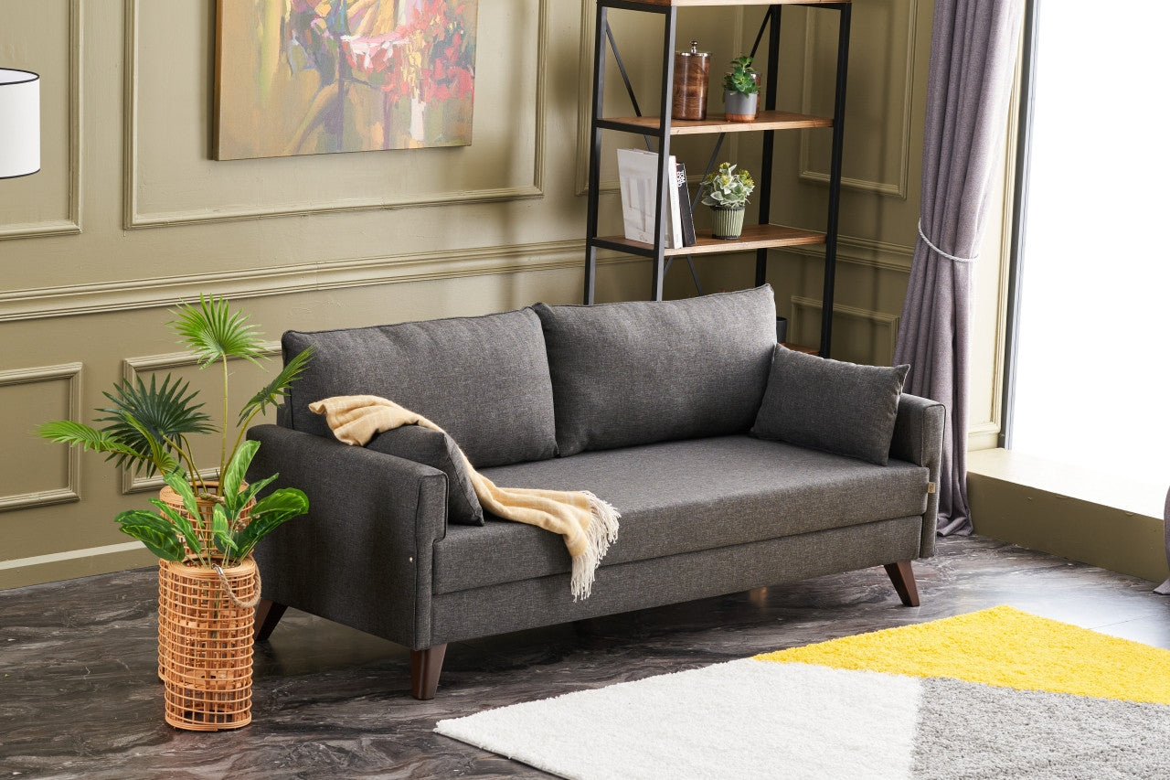 Bella  Anthracite 3-Seater Sofa Bed - | Large Pull-Out Couch for Guests