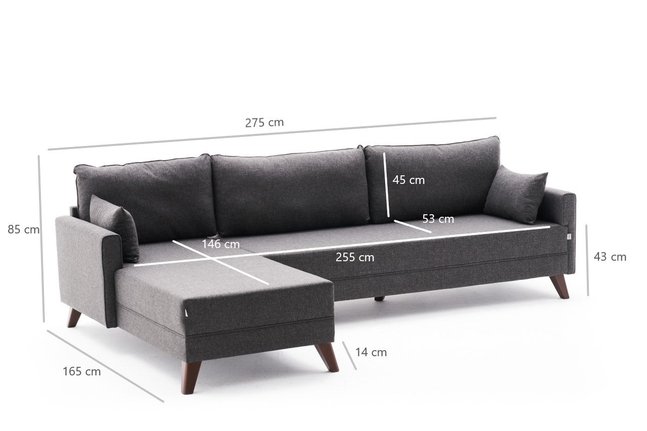 Bella – Anthracite L Shape Corner Sofa | Designer Sectional for Living Room