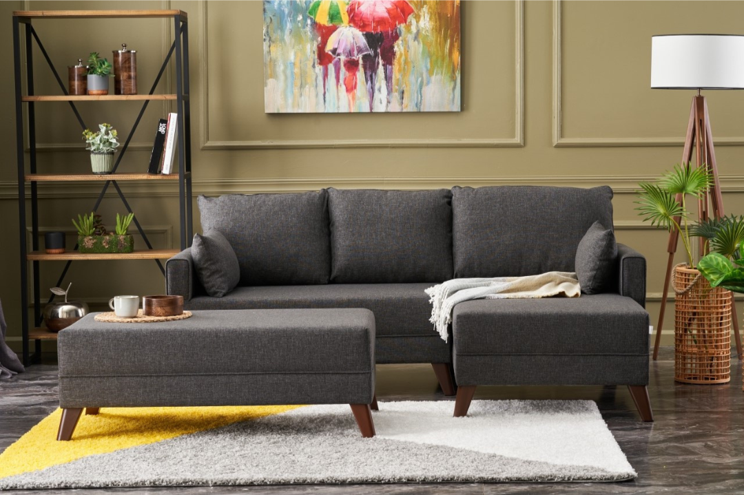 Bella – Anthracite L Shaped Corner Sofa Bed | Modular Sectional
