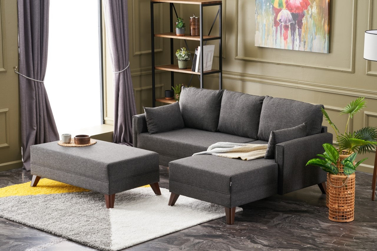 Bella – Anthracite L Shaped Corner Sofa Bed | Modular Sectional
