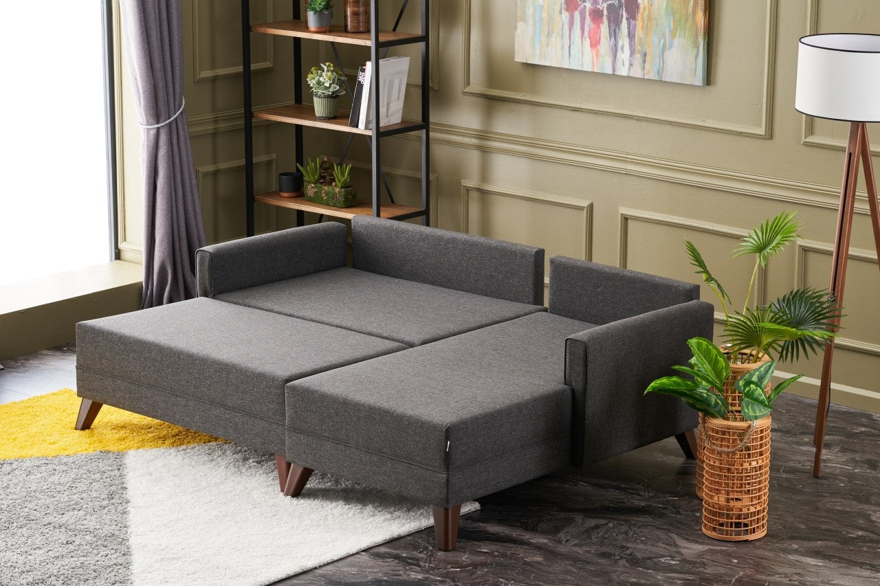 Bella – Anthracite L Shaped Corner Sofa Bed | Modular Sectional