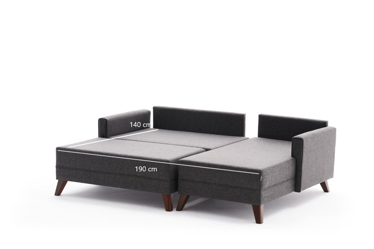Bella – Anthracite L Shaped Corner Sofa Bed | Modular Sectional