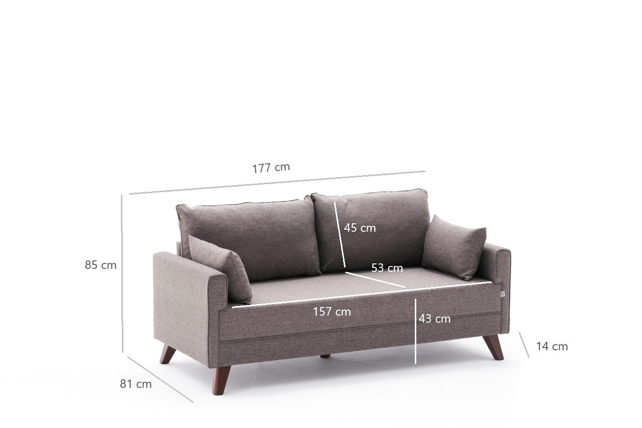 Bella – Brown 2 Seater Sofa | Compact Modern Couch for Two