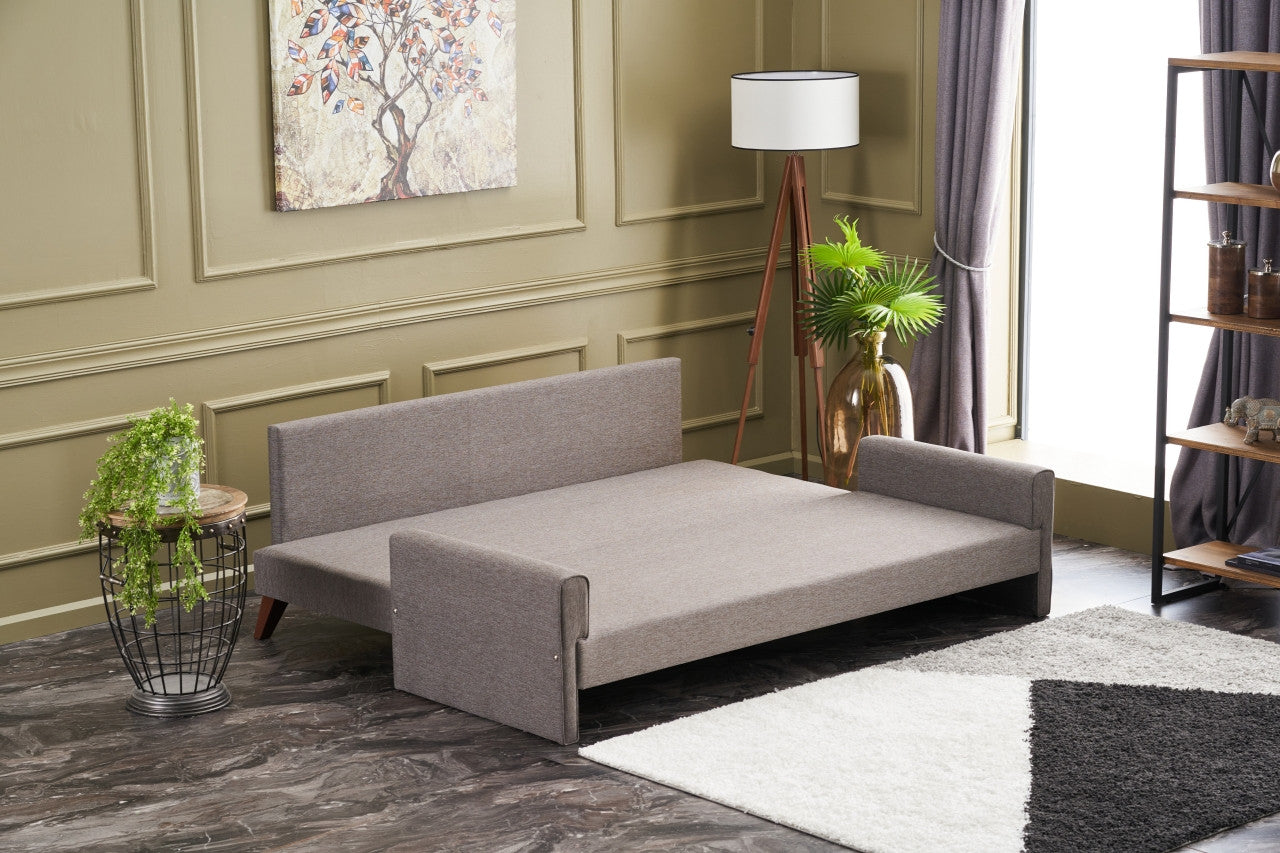 Bella Brown 3-Seater Sofa Bed - | Large Pull-Out Couch for Guests