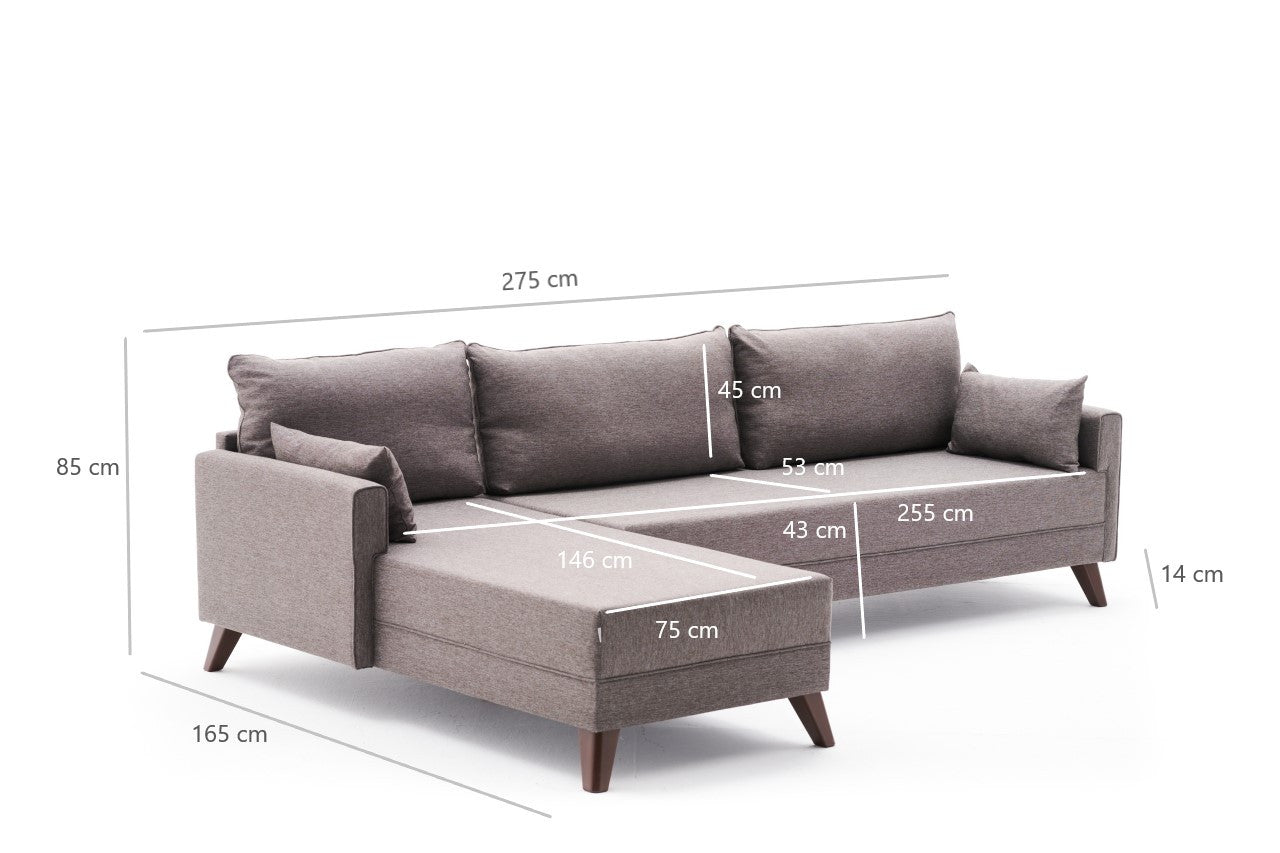 Bella – Brown L Shape Corner Sofa | Designer Sectional for Living Room