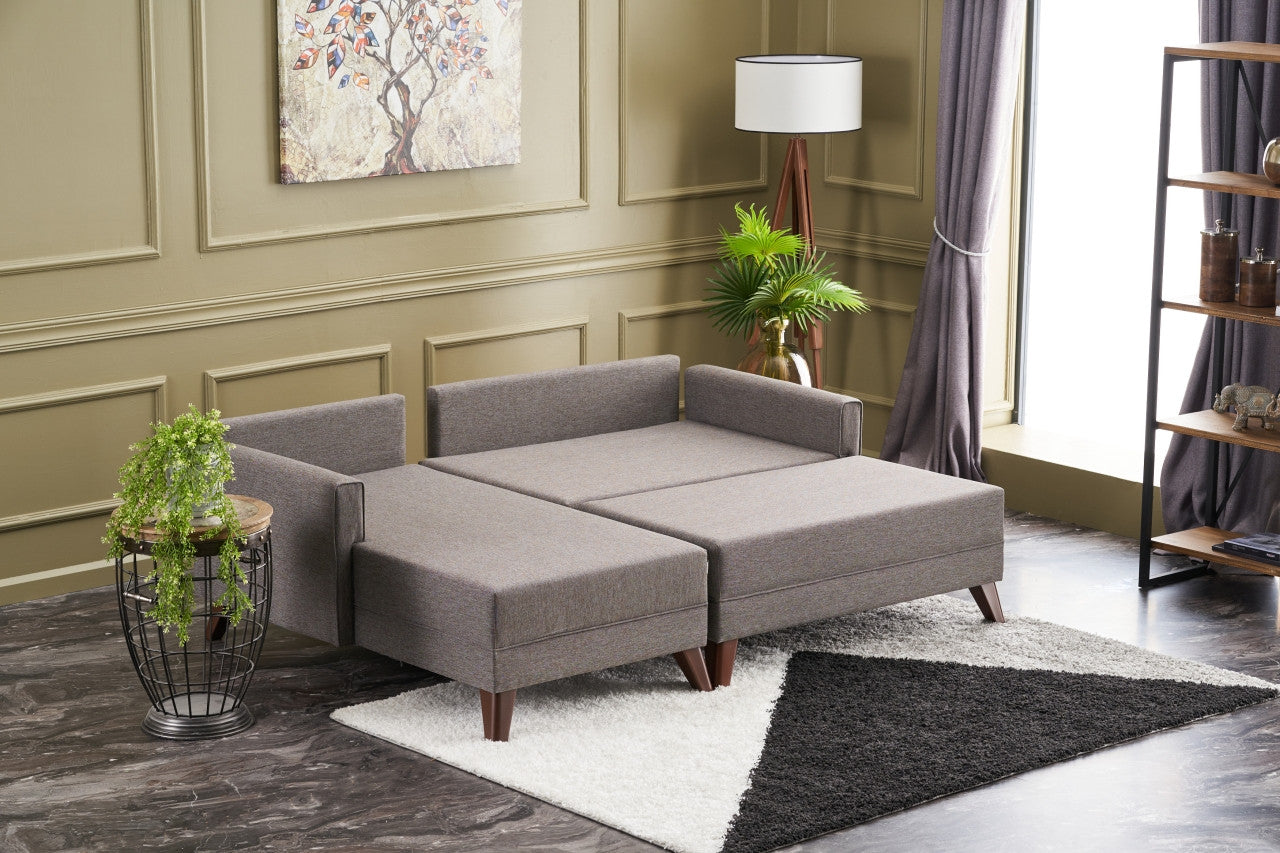 Bella – Brown L Shaped Corner Sofa Bed | Modular Sectional