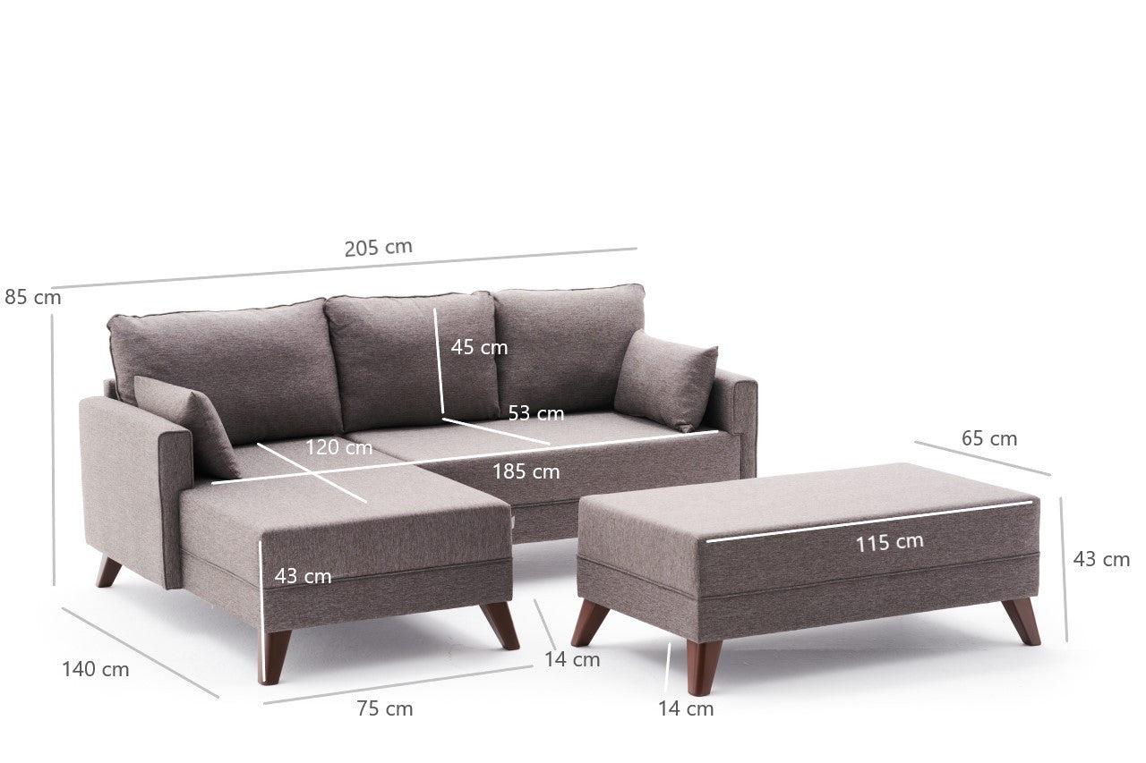 Bella – Brown L Shaped Corner Sofa Bed | Modular Sectional
