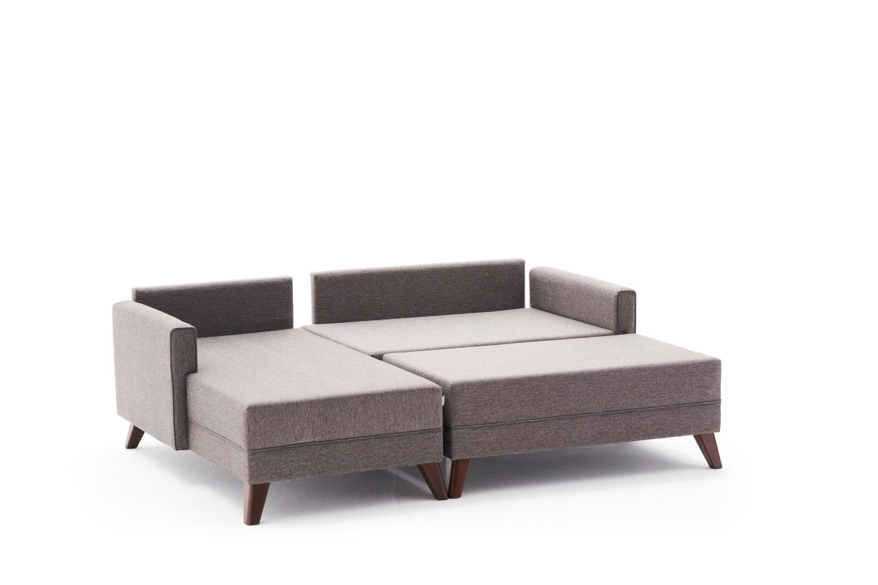 Bella – Brown L Shaped Corner Sofa Bed | Modular Sectional