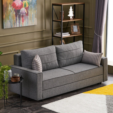 Ece - Grey 3-Seater Sofa Bed - | Large Pull-Out Couch for Guests