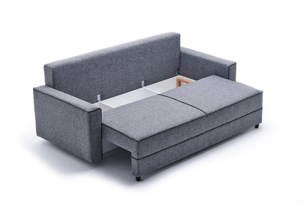 Ece - Grey 3-Seater Sofa Bed - | Large Pull-Out Couch for Guests