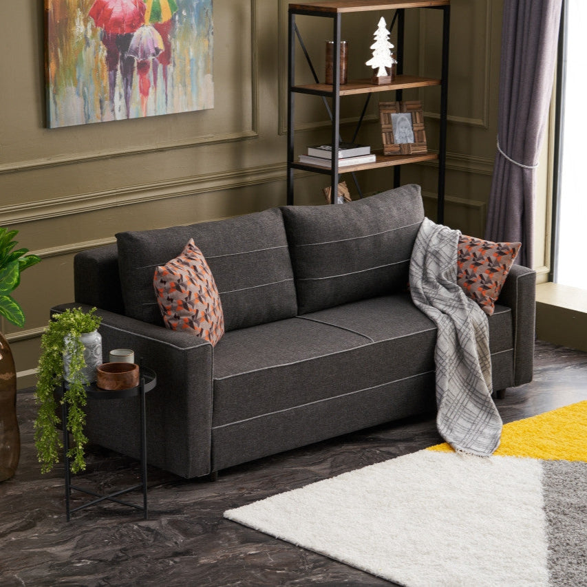 Ece Anthracite 3Seater Sofa Bed Large PullOut Couch for Guests