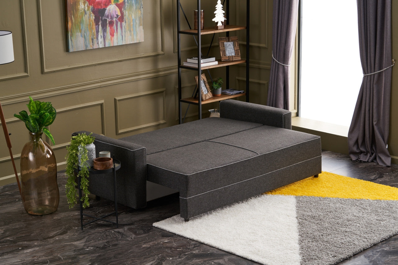 Ece - Anthracite 3-Seater Sofa Bed - | Large Pull-Out Couch for Guests