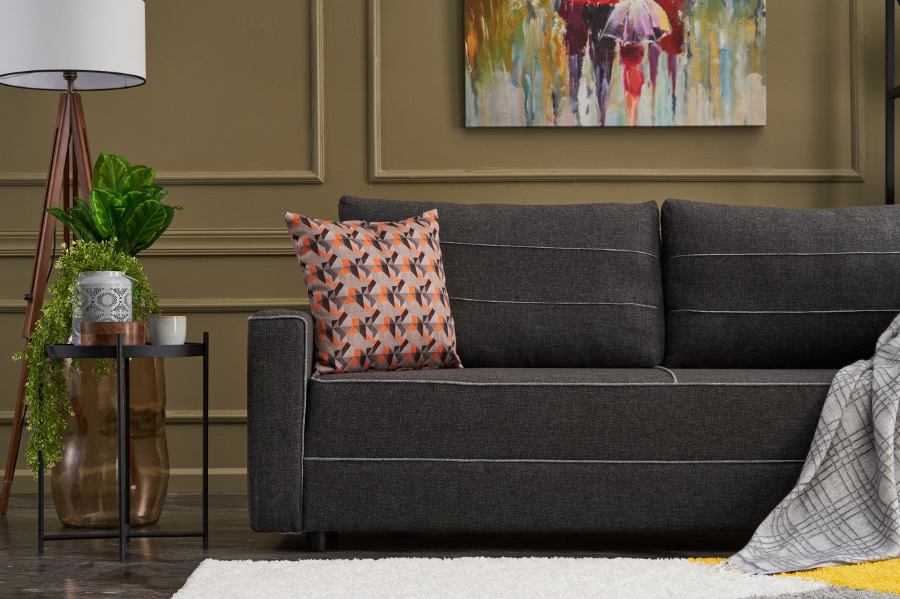 Ece - Anthracite 3-Seater Sofa Bed - | Large Pull-Out Couch for Guests