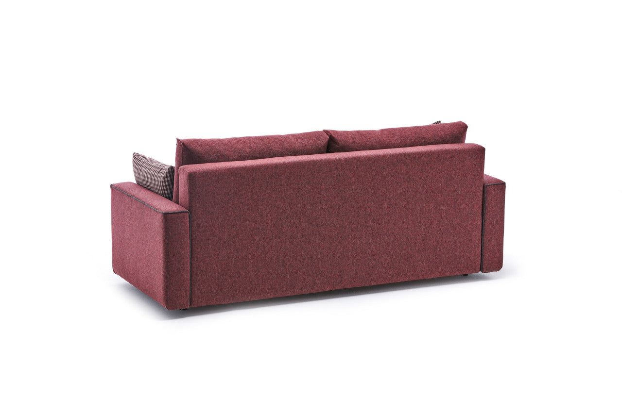 Ece - Claret Red 3-Seater Sofa Bed - | Large Pull-Out Couch for Guests