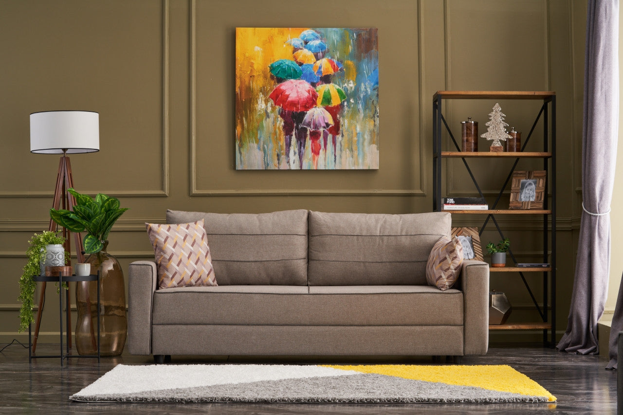 Ece - Cream 3-Seater Sofa Bed - | Large Pull-Out Couch for Guests