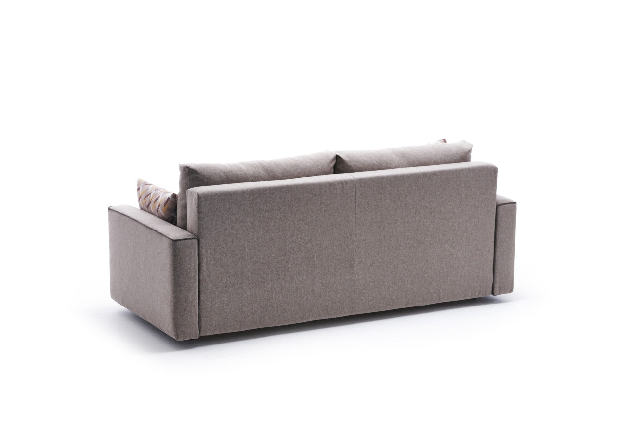 Ece - Cream 3-Seater Sofa Bed - | Large Pull-Out Couch for Guests