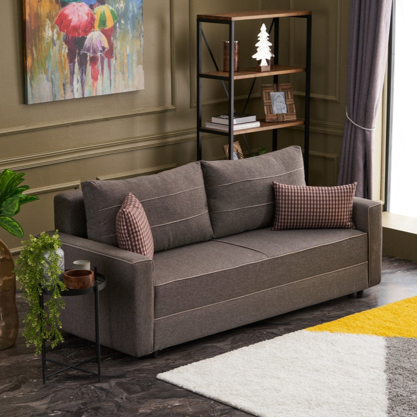 Ece Brown 3Seater Sofa Bed Large PullOut Couch for Guests