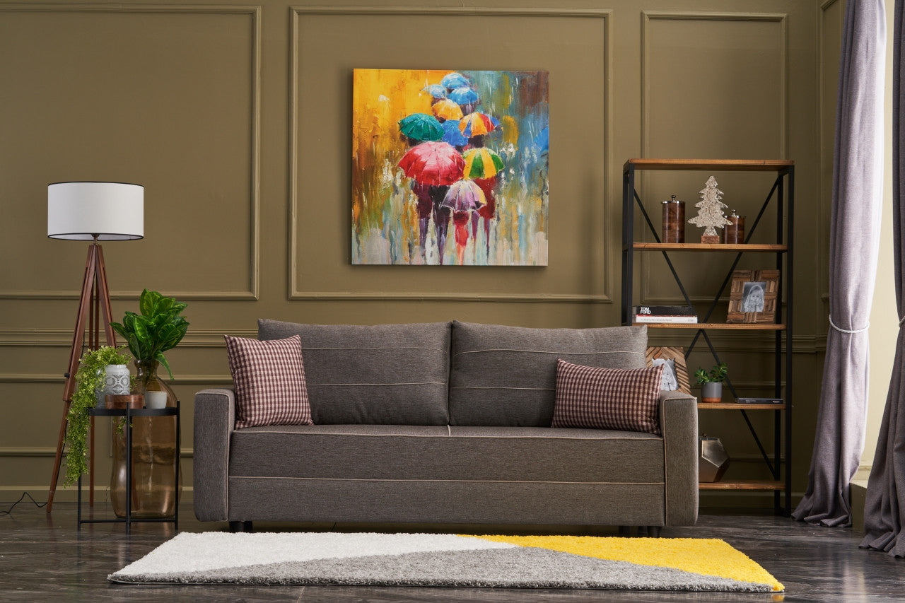 Ece - Brown 3-Seater Sofa Bed - | Large Pull-Out Couch for Guests