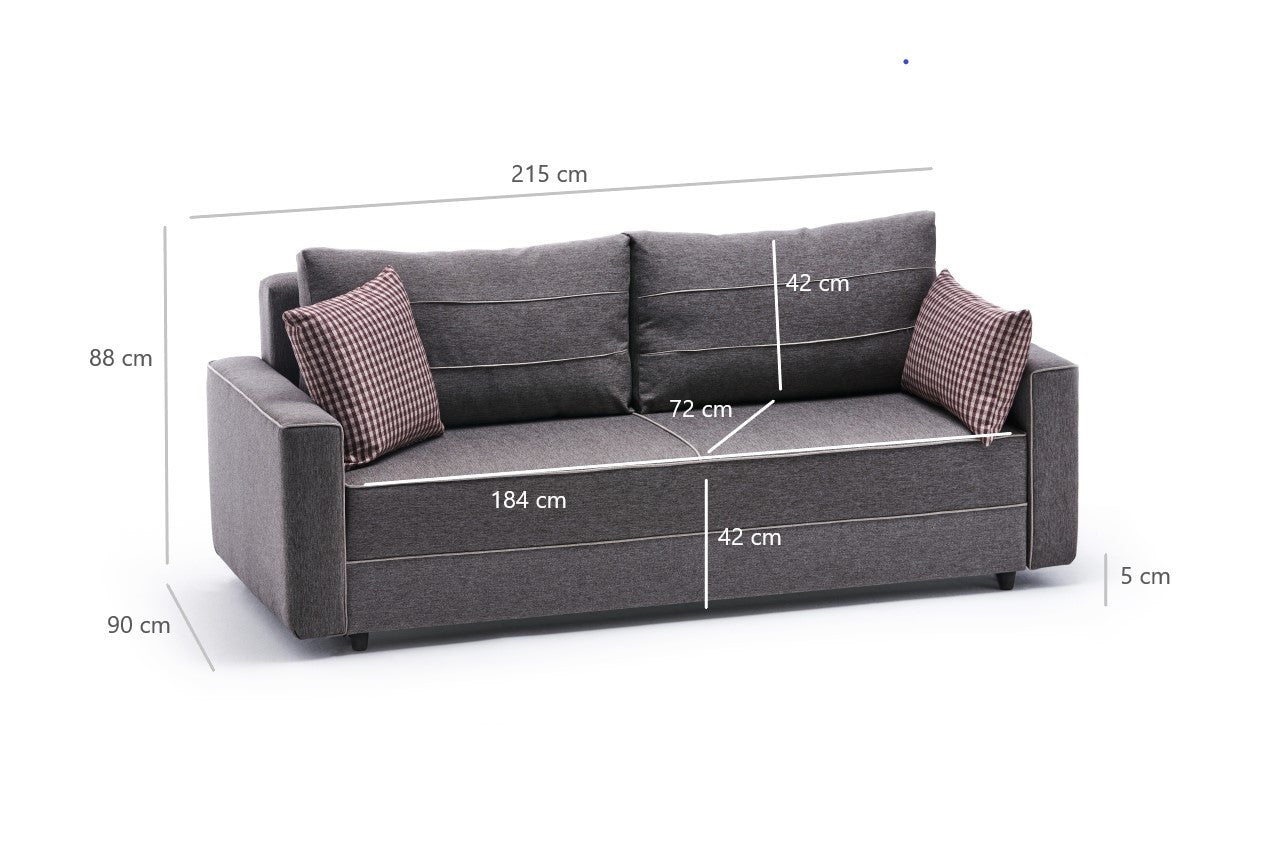 Ece - Brown 3-Seater Sofa Bed - | Large Pull-Out Couch for Guests