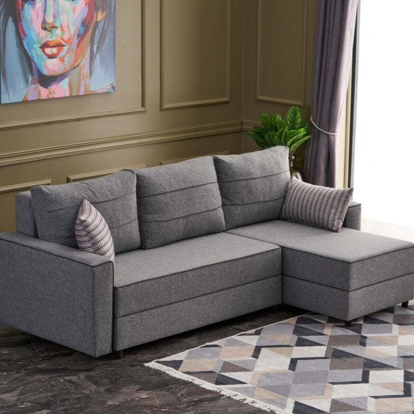 Ece Grey L Shaped Corner Sofa Bed Modular Sectional