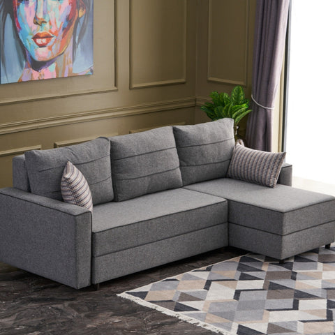 Ece – Grey L Shaped Corner Sofa Bed | Modular Sectional