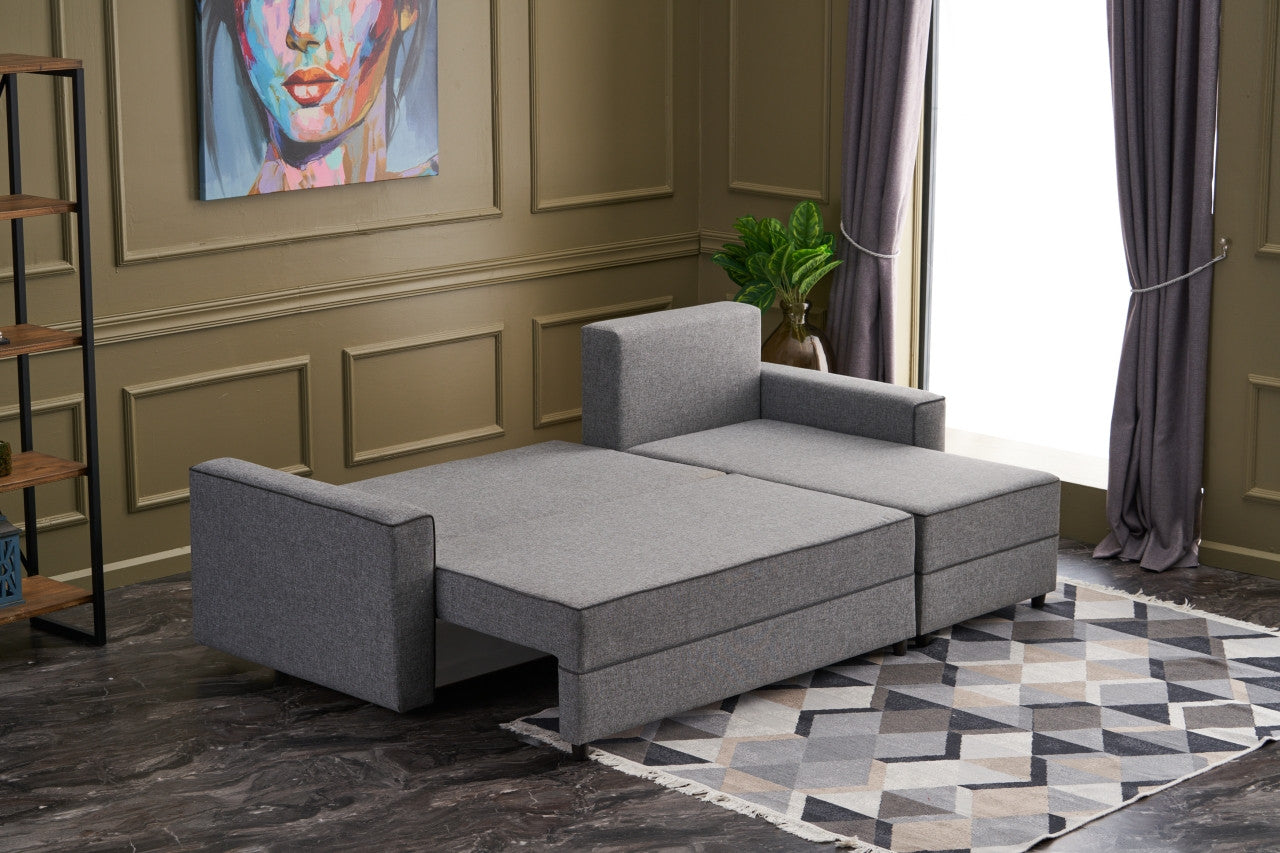 Ece – Grey L Shaped Corner Sofa Bed | Modular Sectional