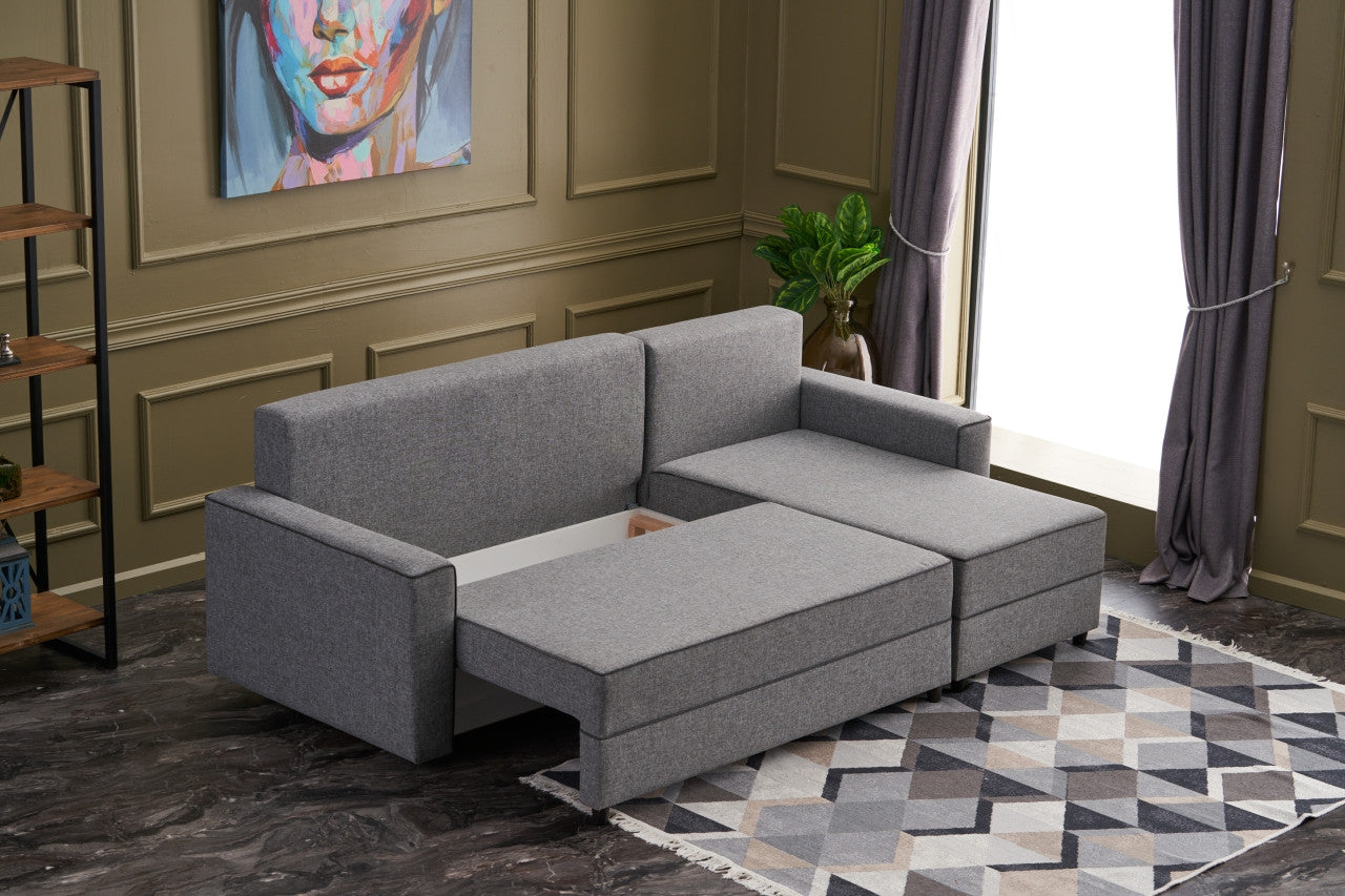 Ece – Grey L Shaped Corner Sofa Bed | Modular Sectional