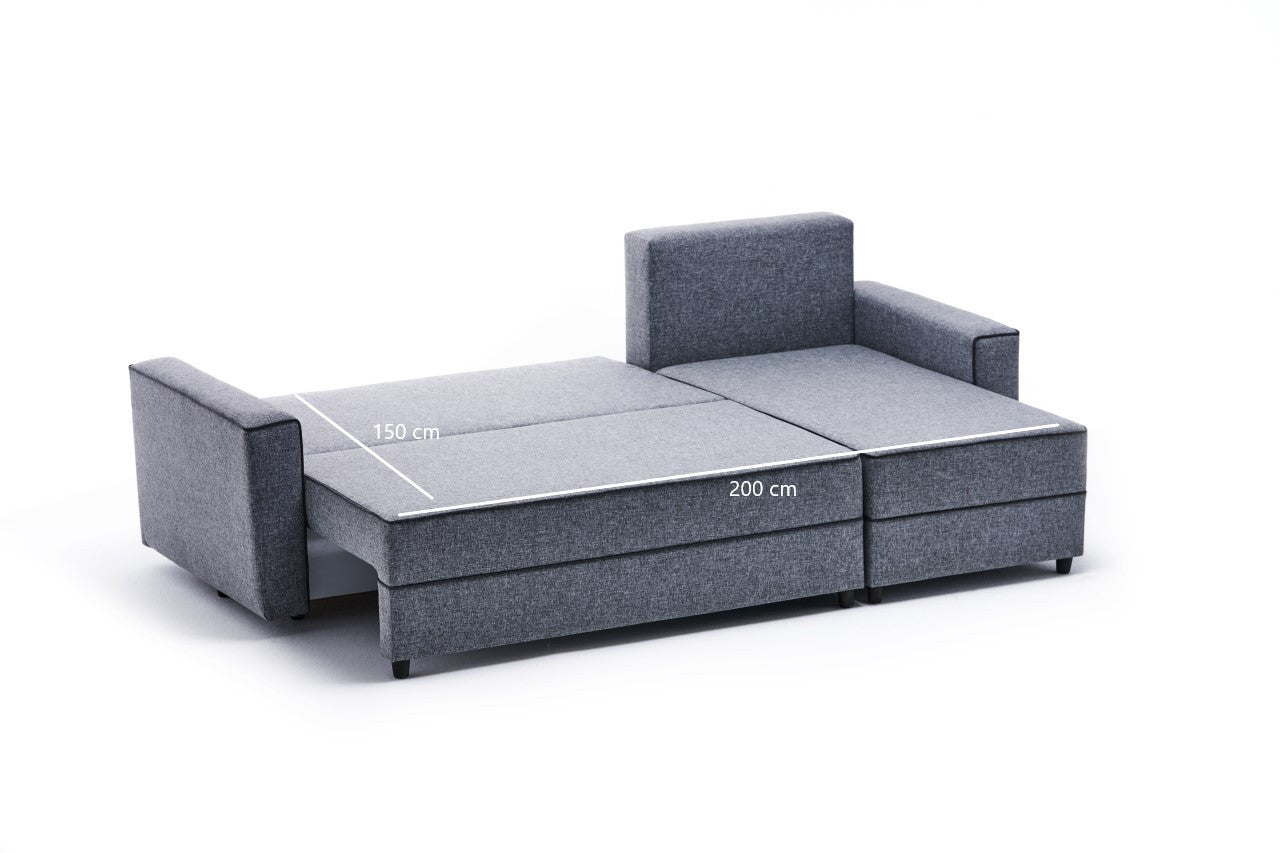 Ece – Grey L Shaped Corner Sofa Bed | Modular Sectional