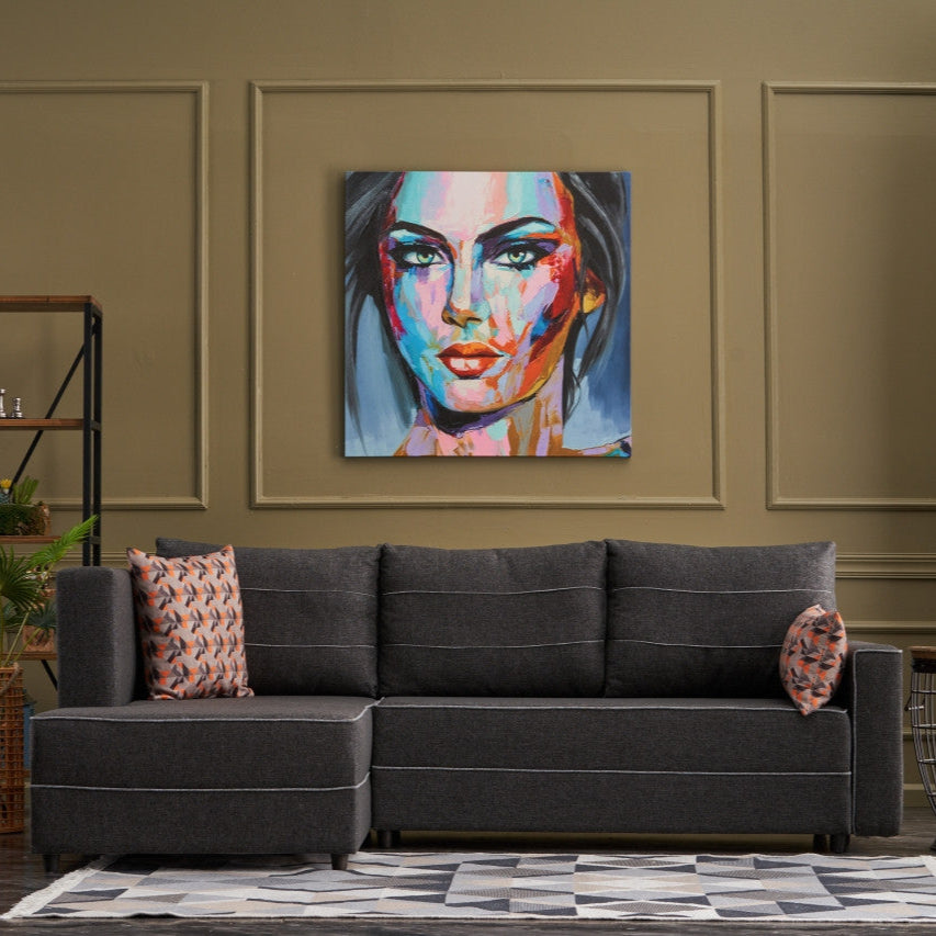 Ece Anthracite L Shaped Corner Sofa Bed Modular Sectional