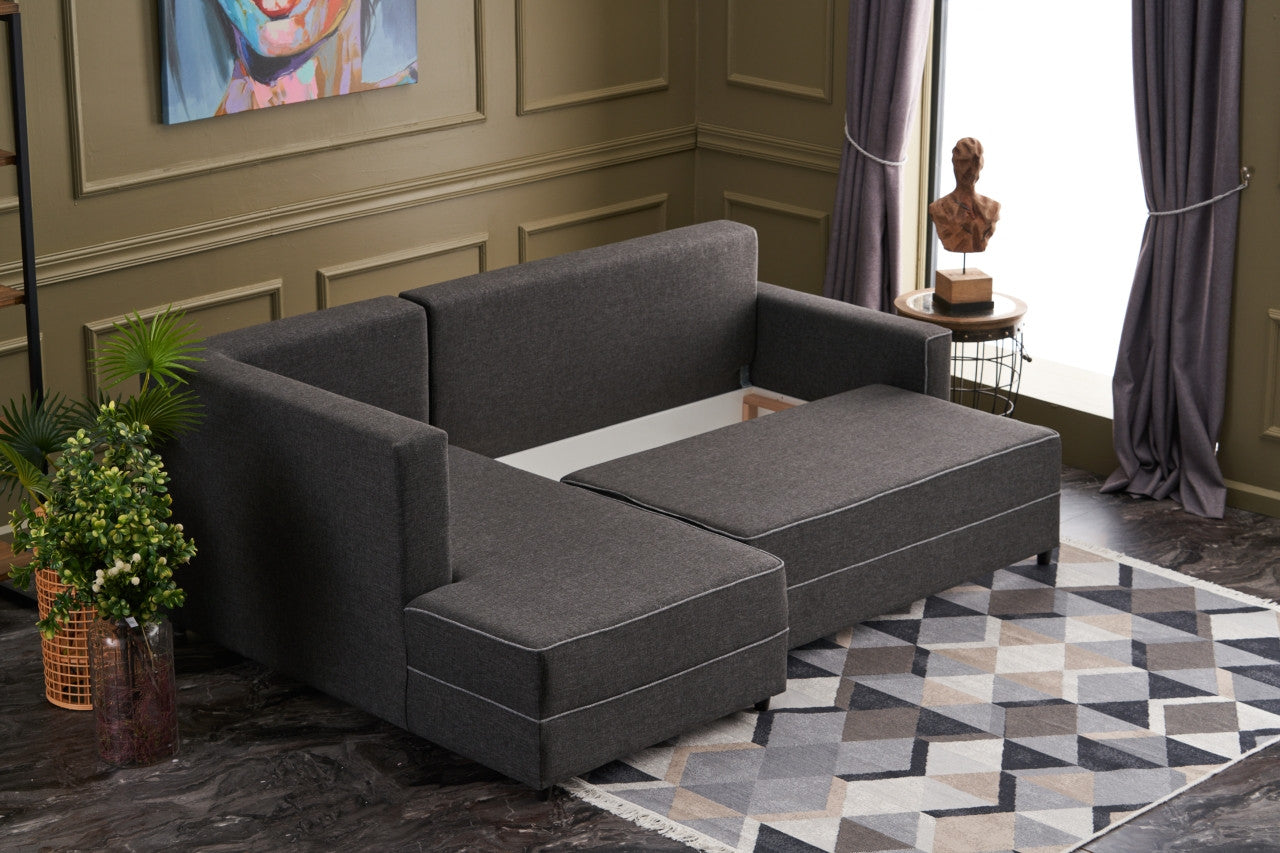 Ece – Anthracite L Shaped Corner Sofa Bed | Modular Sectional