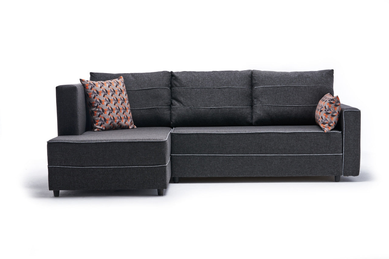 Ece – Anthracite L Shaped Corner Sofa Bed | Modular Sectional