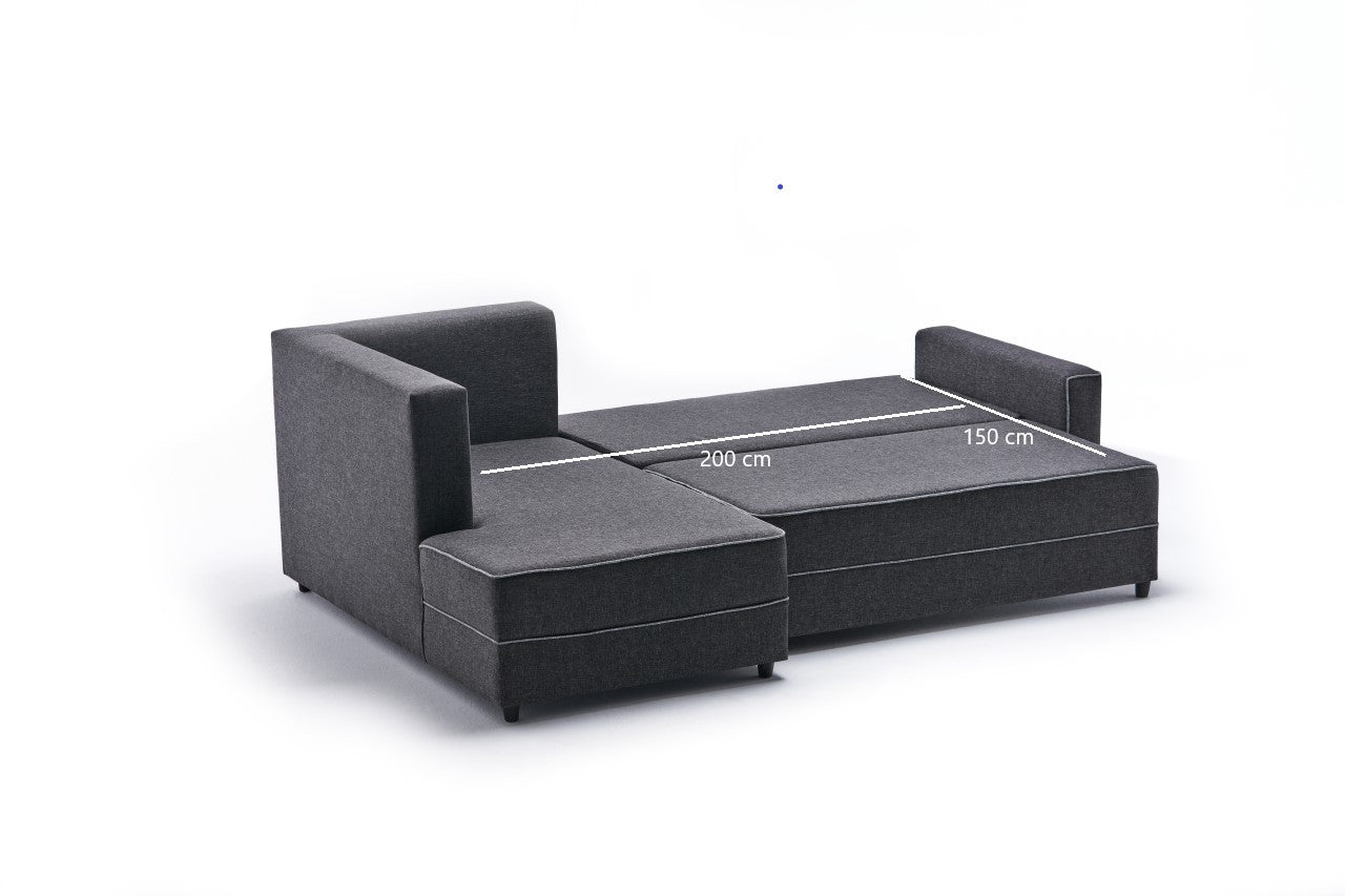 Ece – Anthracite L Shaped Corner Sofa Bed | Modular Sectional