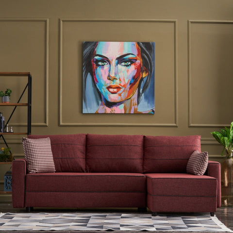 Ece – Claret Red L Shaped Corner Sofa Bed | Modular Sectional