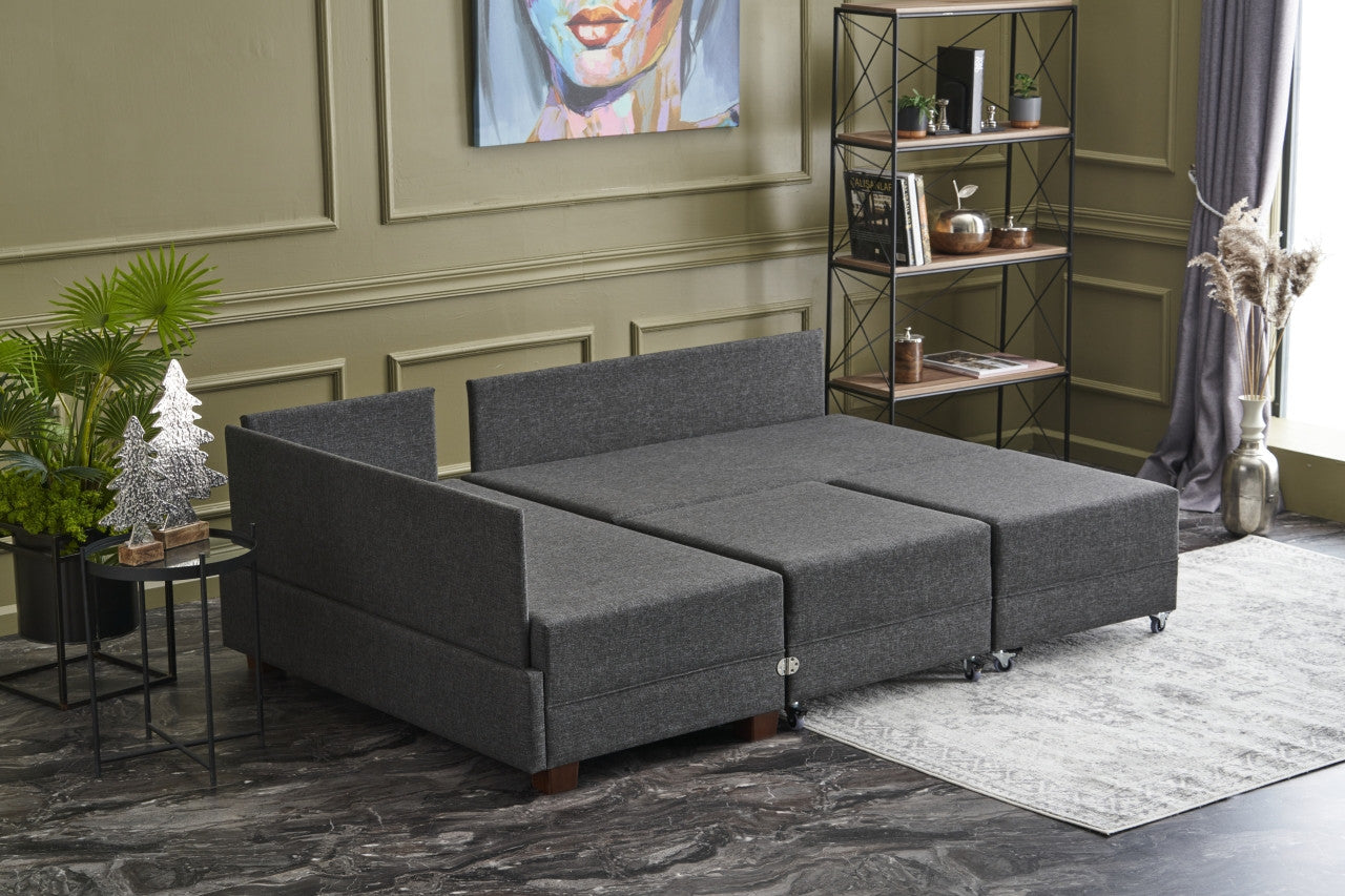 Fly – Anthracite L Shaped Corner Sofa Bed | Modular Sectional