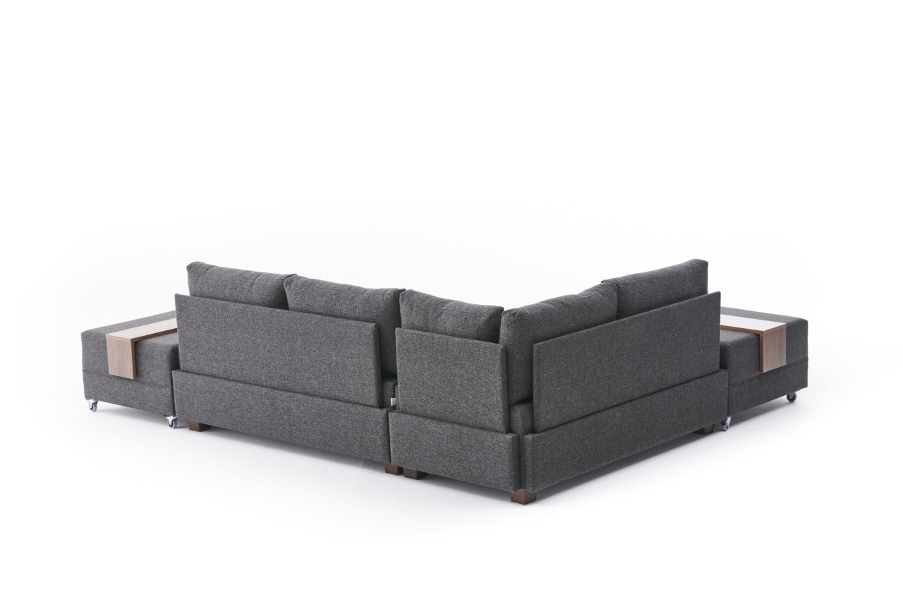 Fly – Anthracite L Shaped Corner Sofa Bed | Modular Sectional